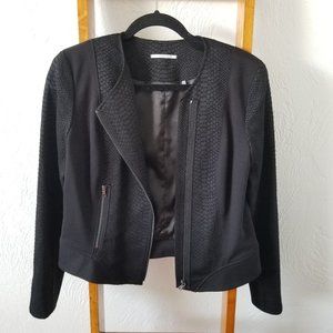 T Tahari Fabric Moto Jacket Black Sz S